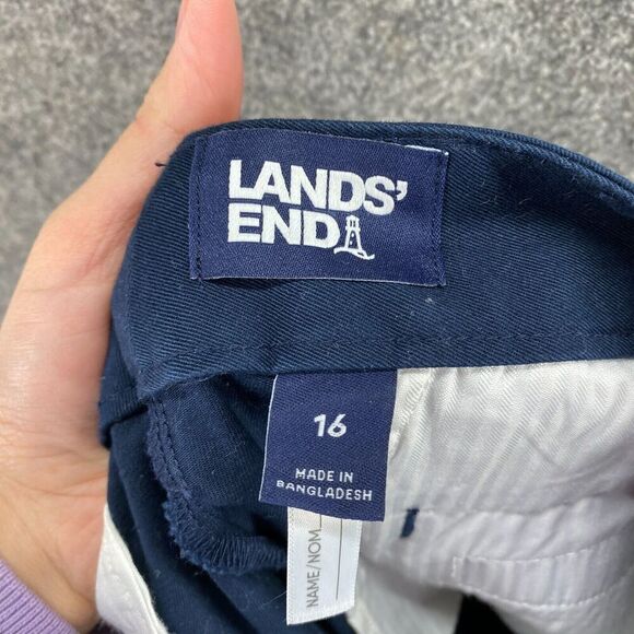 Lands' End Pants Women 16 Plus Blue High Rise Chino Flat Front Skinny Cotton - Picture 9 of 11